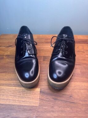 COS Shiny Black Oxford Platform Shoes Size 8.5